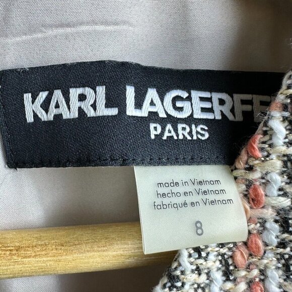 Karl Lagerfeld Paris Womens Pink Metallic Tweed Cocktail Dress 8 - Picture 11 of 12